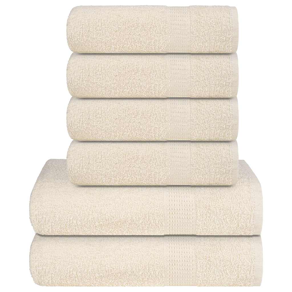 VidaXL ensemble de serviettes 6 pièces 360 g m² 100% coton couleur crème