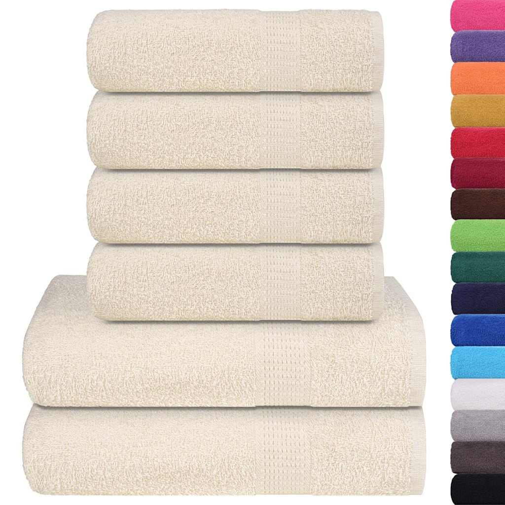 VidaXL ensemble de serviettes 6 pièces 360 g m² 100% coton couleur crème
