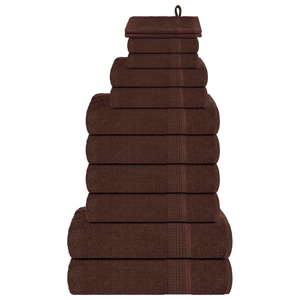 VidaXL ensemble de serviettes 12 pièces 360 g m² 100% coton marron