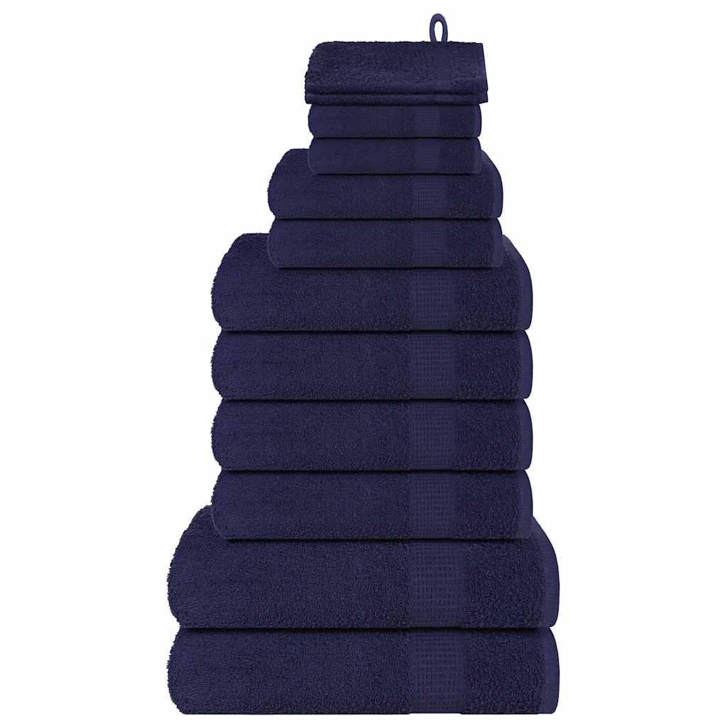 VidaXL ensemble de serviettes 12 pièces 360 g m² 100% coton bleu marine