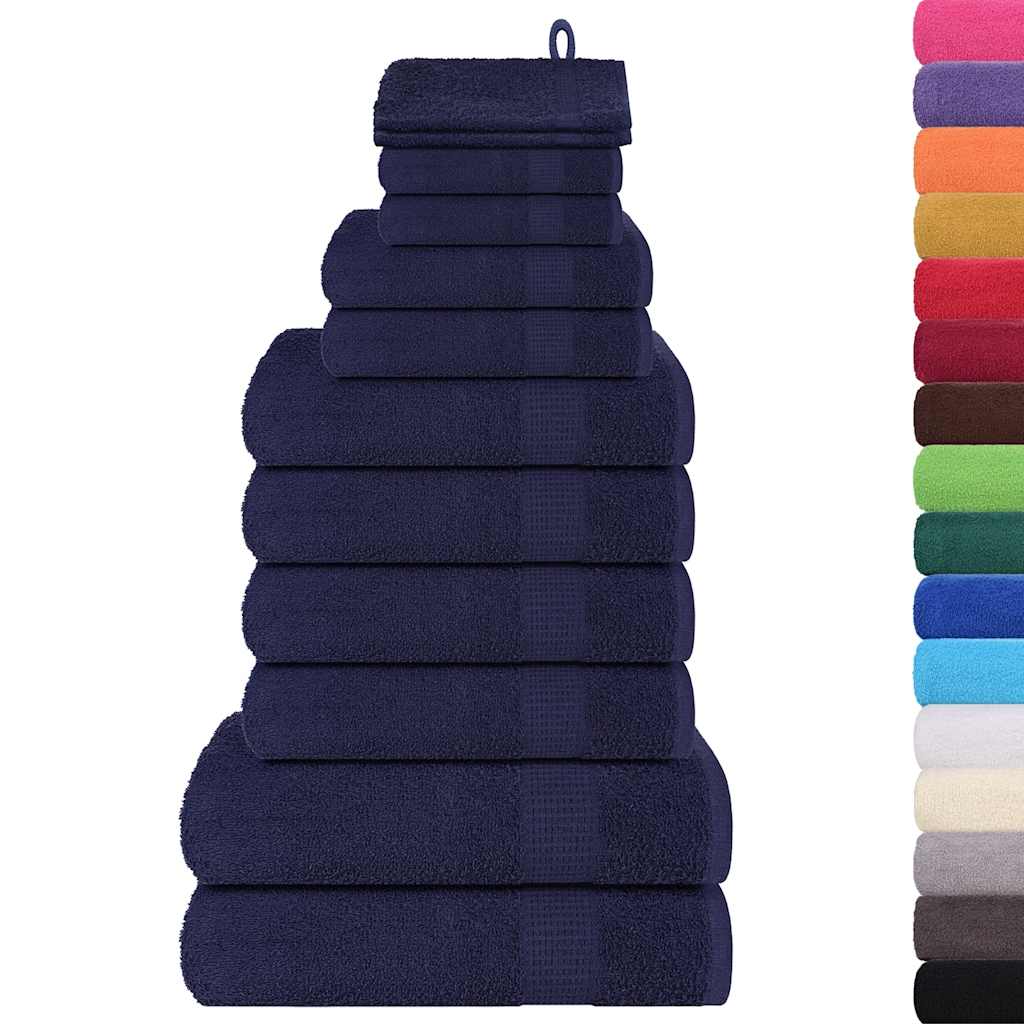 VidaXL ensemble de serviettes 12 pièces 360 g m² 100% coton bleu marine