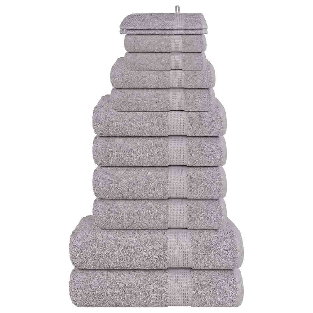 VidaXL ensemble de serviettes 12 pièces 360 g m² 100% coton gris