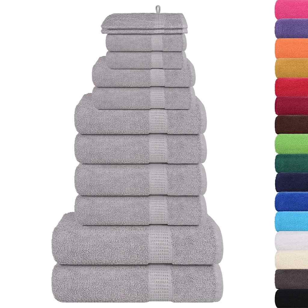VidaXL ensemble de serviettes 12 pièces 360 g m² 100% coton gris