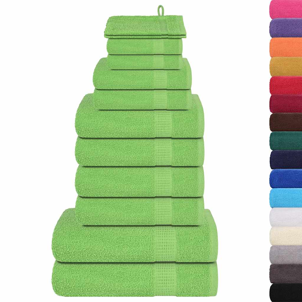 VidaXL ensemble de serviettes 12 pièces 360 g m² 100% coton vert