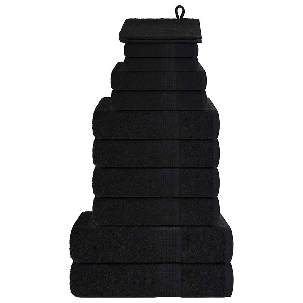 VidaXL ensemble de serviettes 12 pièces 360 g m² 100% coton noir