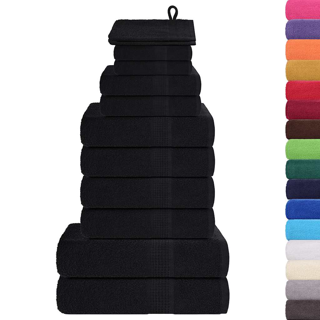 VidaXL ensemble de serviettes 12 pièces 360 g m² 100% coton noir