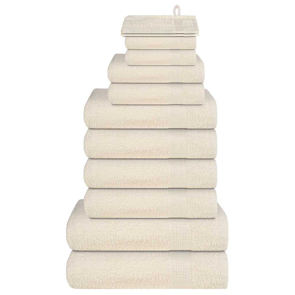 VidaXL ensemble de serviettes 12 pièces 360 g m² 100% coton couleur crème