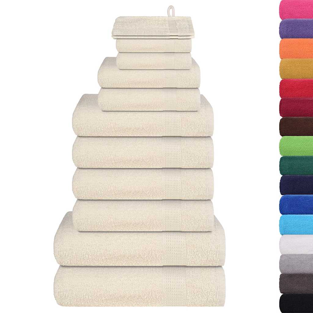 VidaXL ensemble de serviettes 12 pièces 360 g m² 100% coton couleur crème