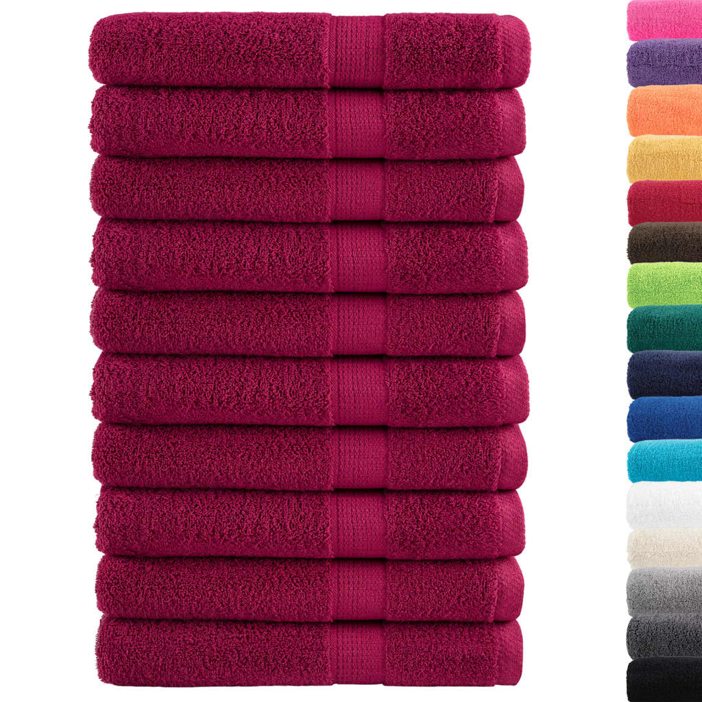 VidaXL serviettes de sauna solund 10 pièces 600 g m² 80x200 cm bordeaux