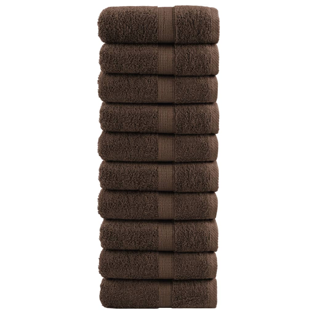 VidaXL Serviettes d'invité SOLUND 10 pcs 600 g m² 30x30 cm marron