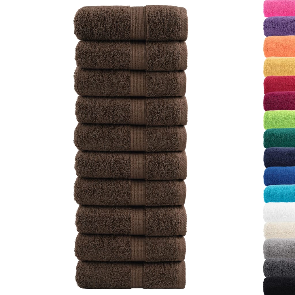 VidaXL Serviettes d'invité SOLUND 10 pcs 600 g m² 30x30 cm marron