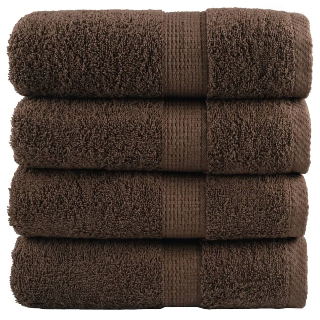 VidaXL Serviettes d'invité SOLUND 4 pcs 600 g m² 30x50 cm marron