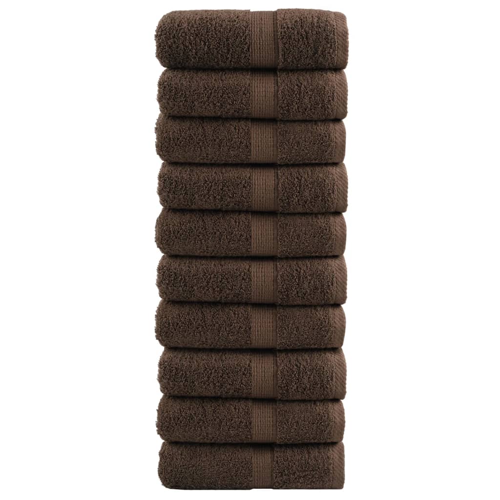 VidaXL Serviettes d'invité SOLUND 10 pcs 600 g m² 30x50 cm marron