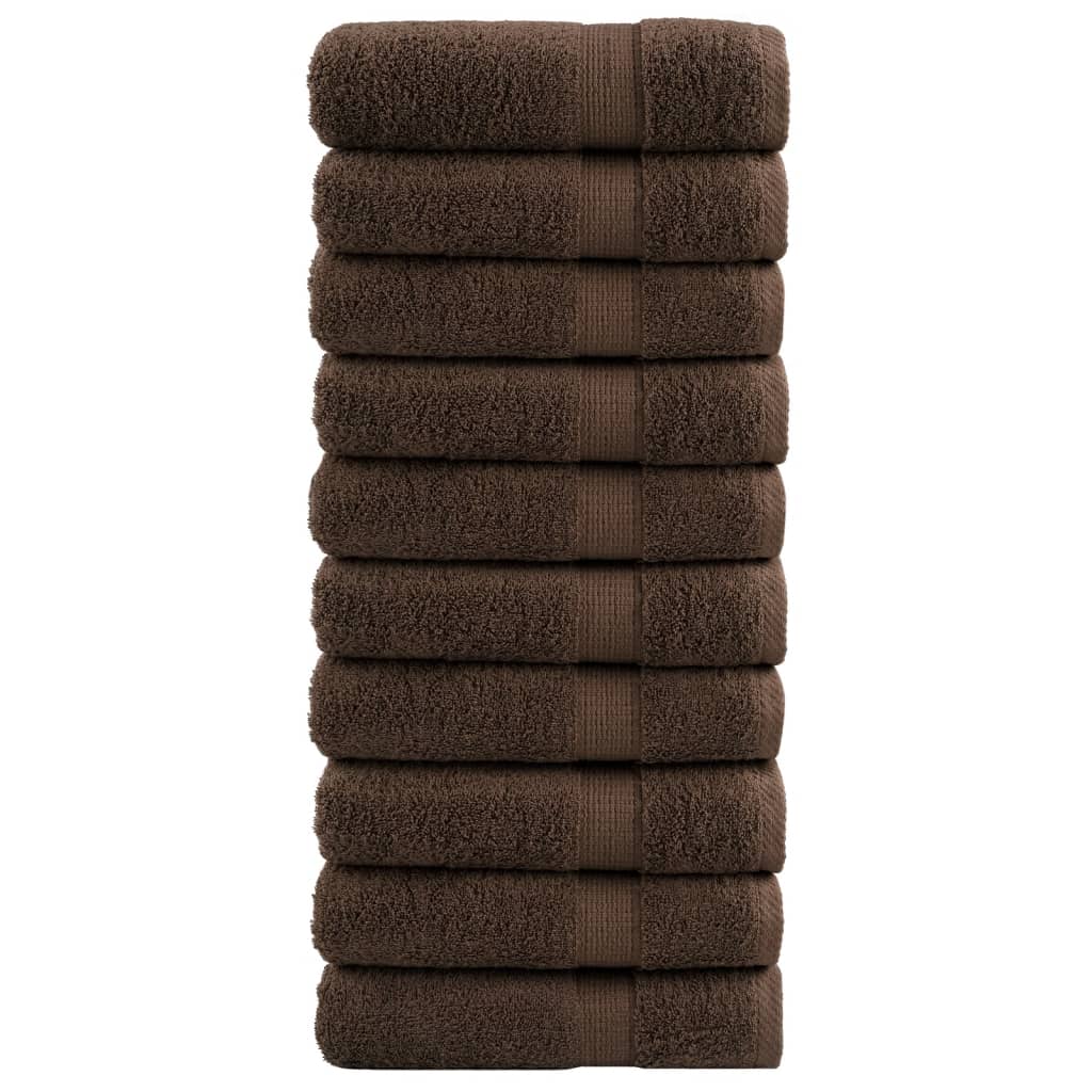 VidaXL Serviettes de bain SOLUND 10 pcs 600 g m² 70x140 cm marron