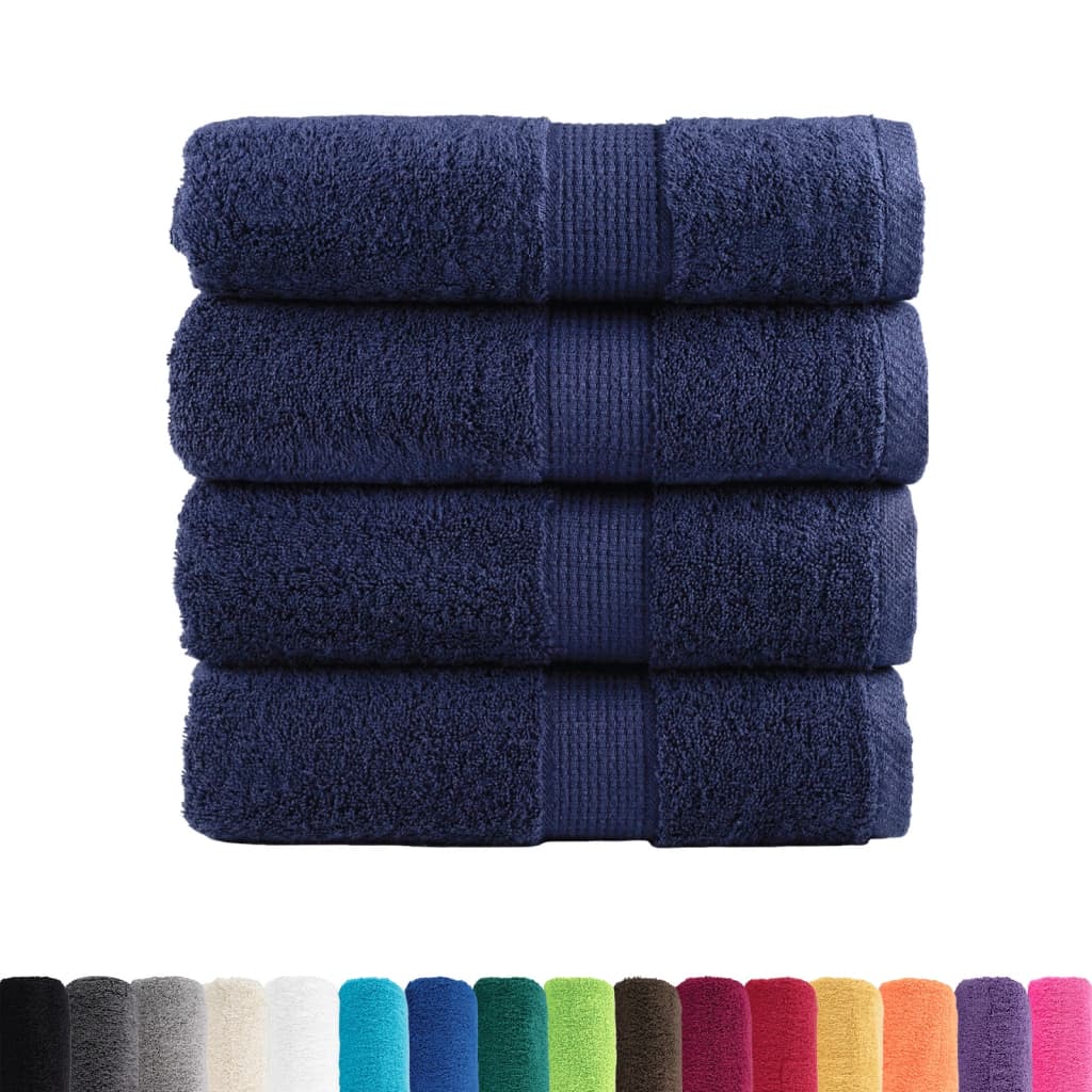 VidaXL serviettes invités solund 4 pcs 600 g m² 30x50 cm bleu marine