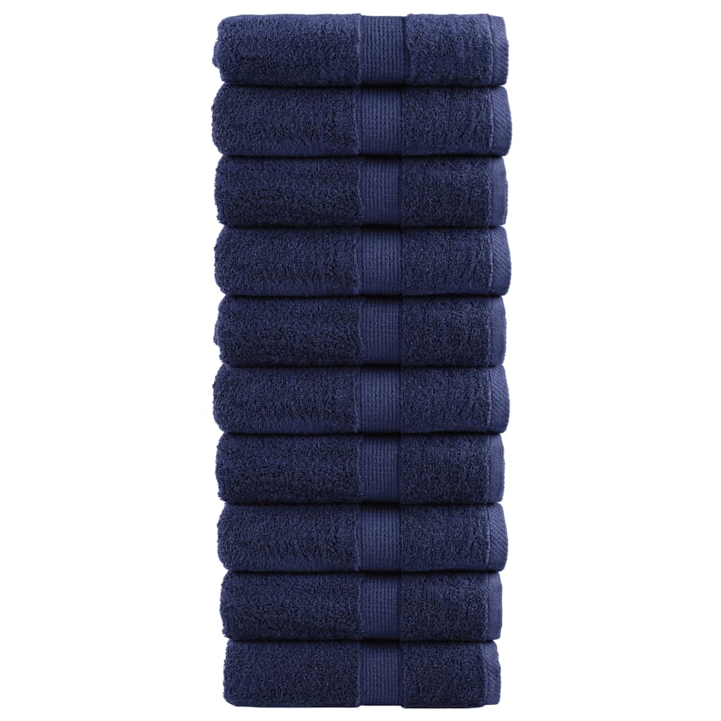 VidaXL Serviettes d'invité SOLUND 10 pcs 600 g m² 30x50 cm bleu marine