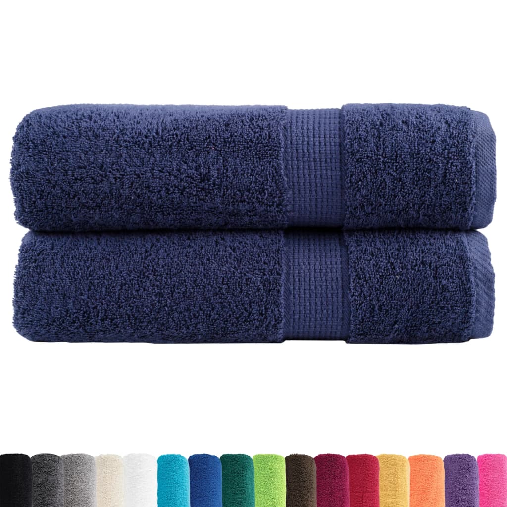VidaXL Serviettes SOLUND 2 pcs 600 g m² 50x100 cm bleu marine