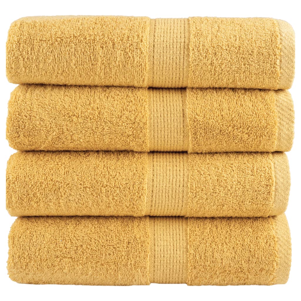 VidaXL Serviettes d'invité SOLUND 4 pcs 600 g m² 30x50 cm doré