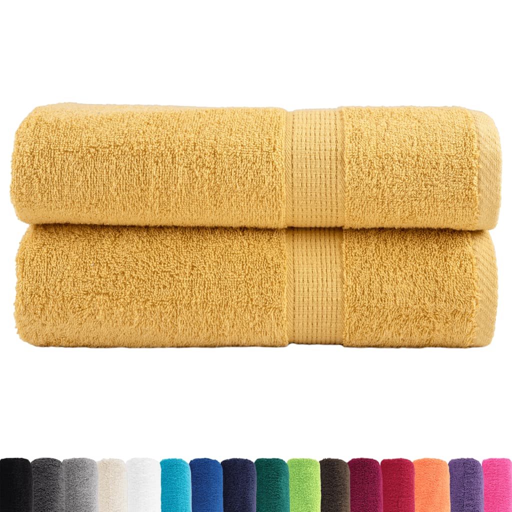 VidaXL serviettes de bain solund 2 pcs 600 g m² 100x150 cm couleur or