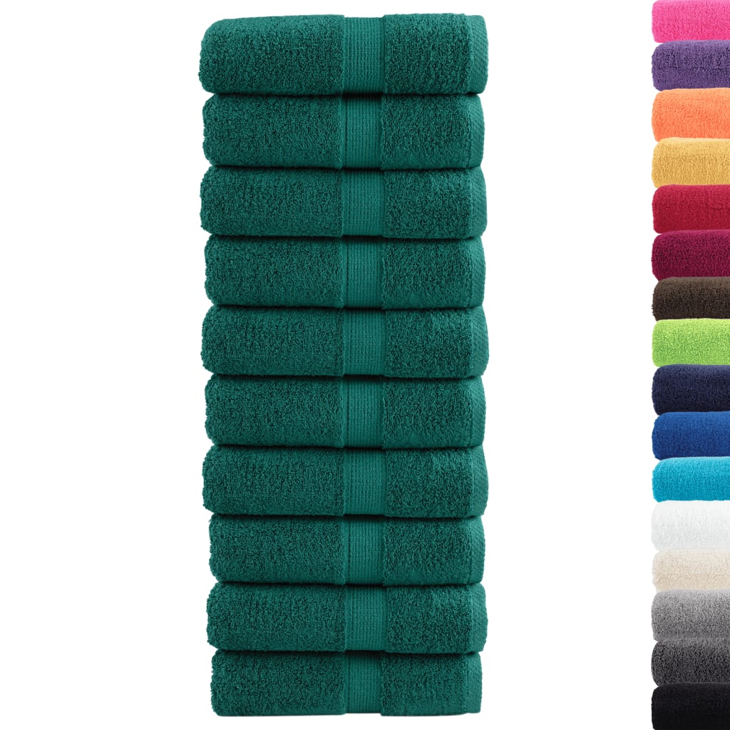 VidaXL Serviettes d'invité SOLUND 10 pcs 600 g m² 30x30 cm vert