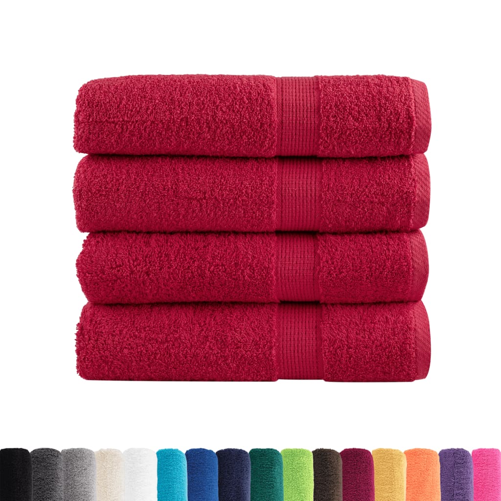 VidaXL Serviettes de bain SOLUND 4 pcs 600 g m² 70x140 cm rouge