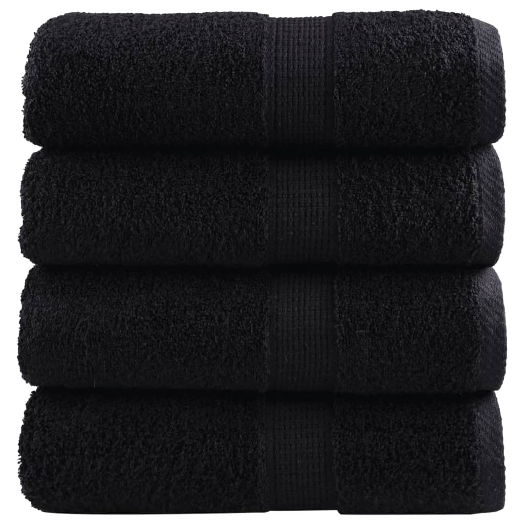 Vidaxx débarbouillettes premium solund 4 pièces noir 30x30 cm 600 g m2