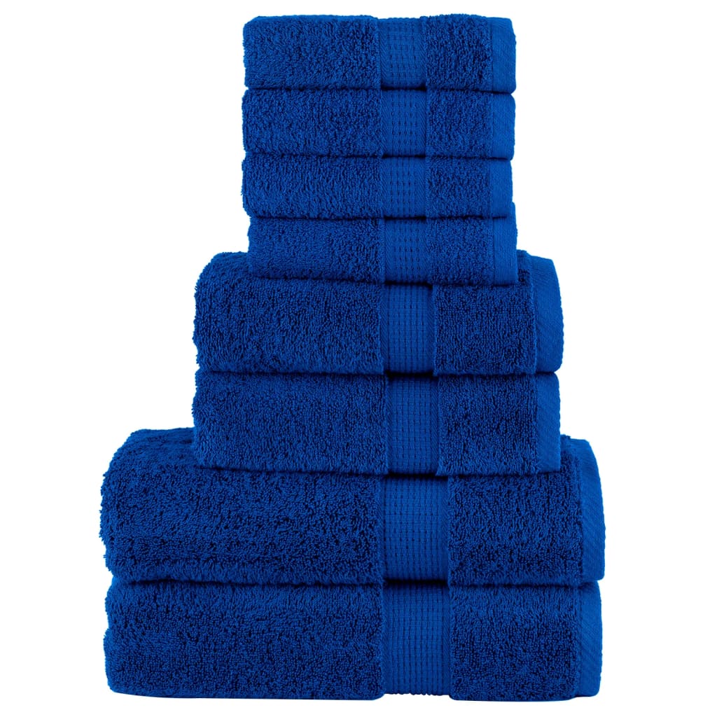 Vidaxxl ensemble de serviettes 8 pièces solund 600 g m² bleu