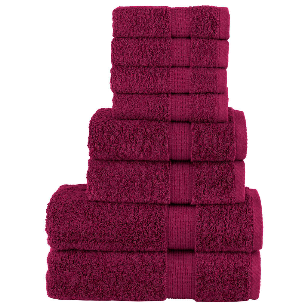 VidaXL Ensemble de serviettes 8 pièces SOLUND 600 g m² rouge bordeaux