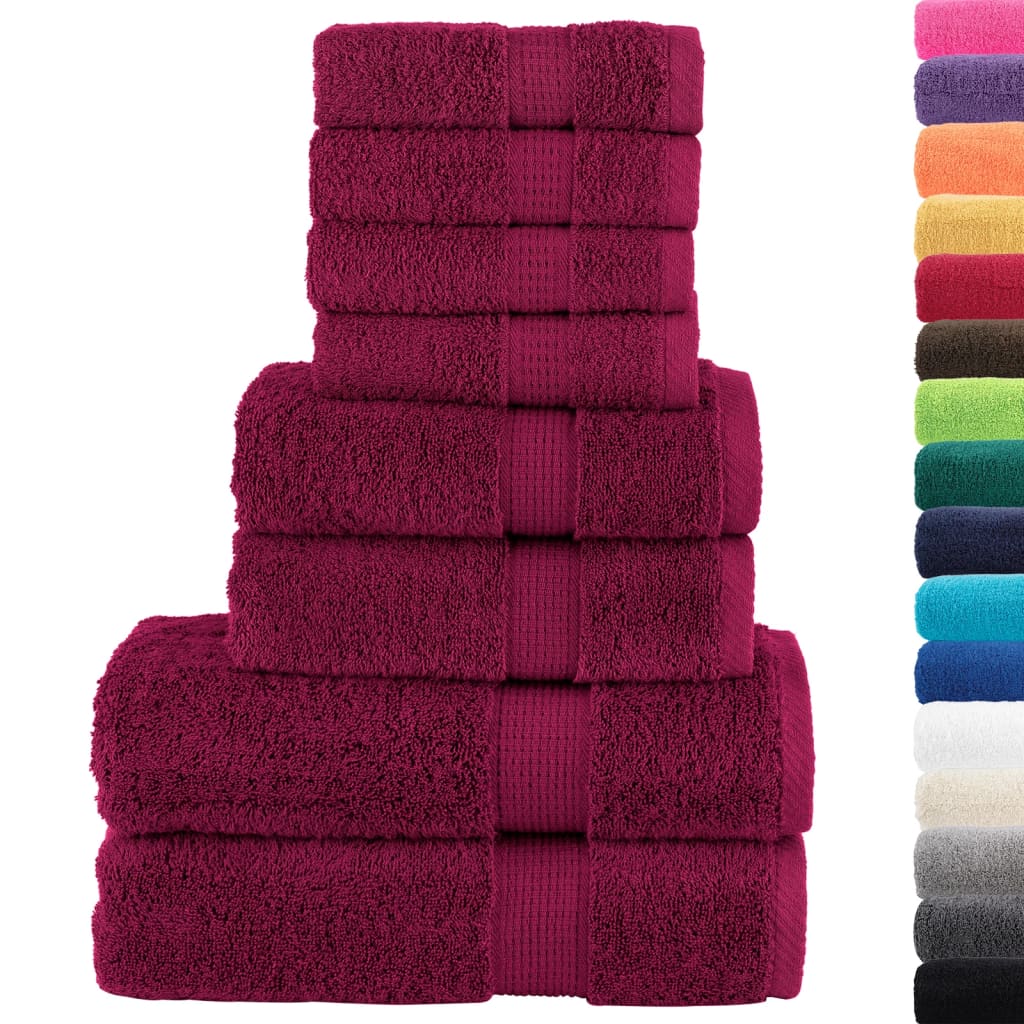 VidaXL Ensemble de serviettes 8 pièces SOLUND 600 g m² rouge bordeaux