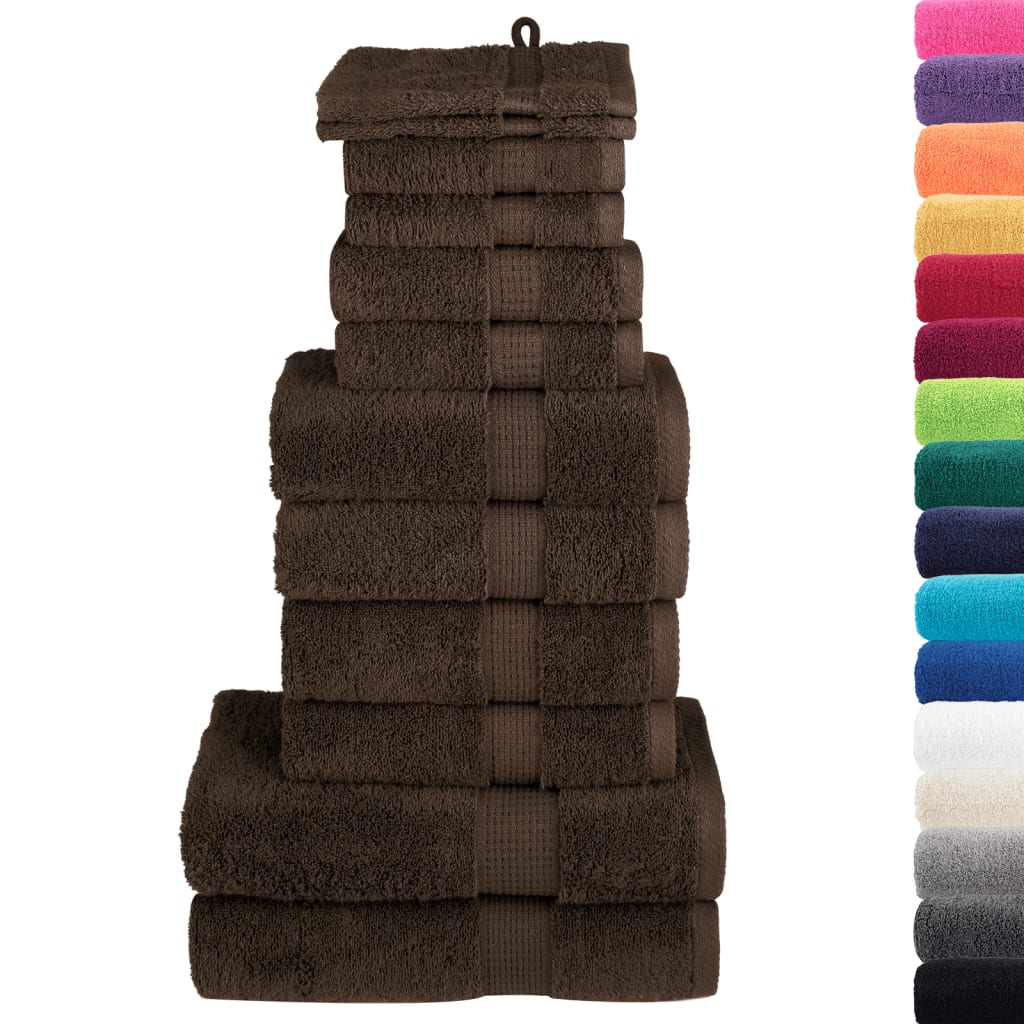 VidaXL Ensemble de serviettes 12 pièces SOLUND 600 g m² marron