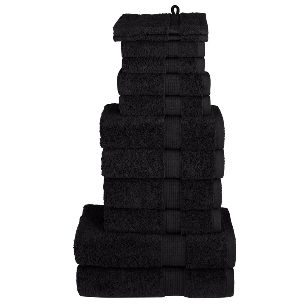 VidaXL Ensemble de serviettes 12 pièces SOLUND 600 g m² noir