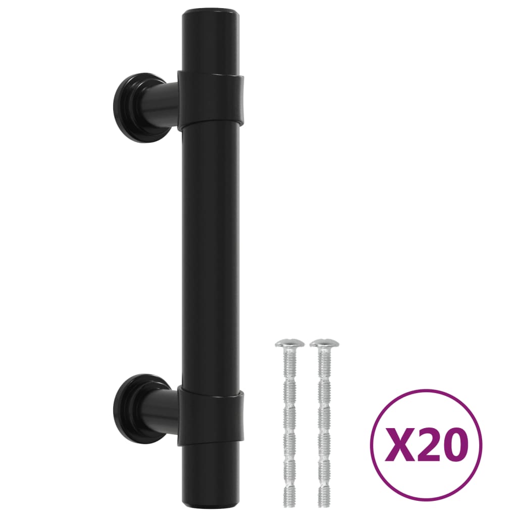 VidaXL Poignées 20 pcs 64 mm acier inoxydable noir