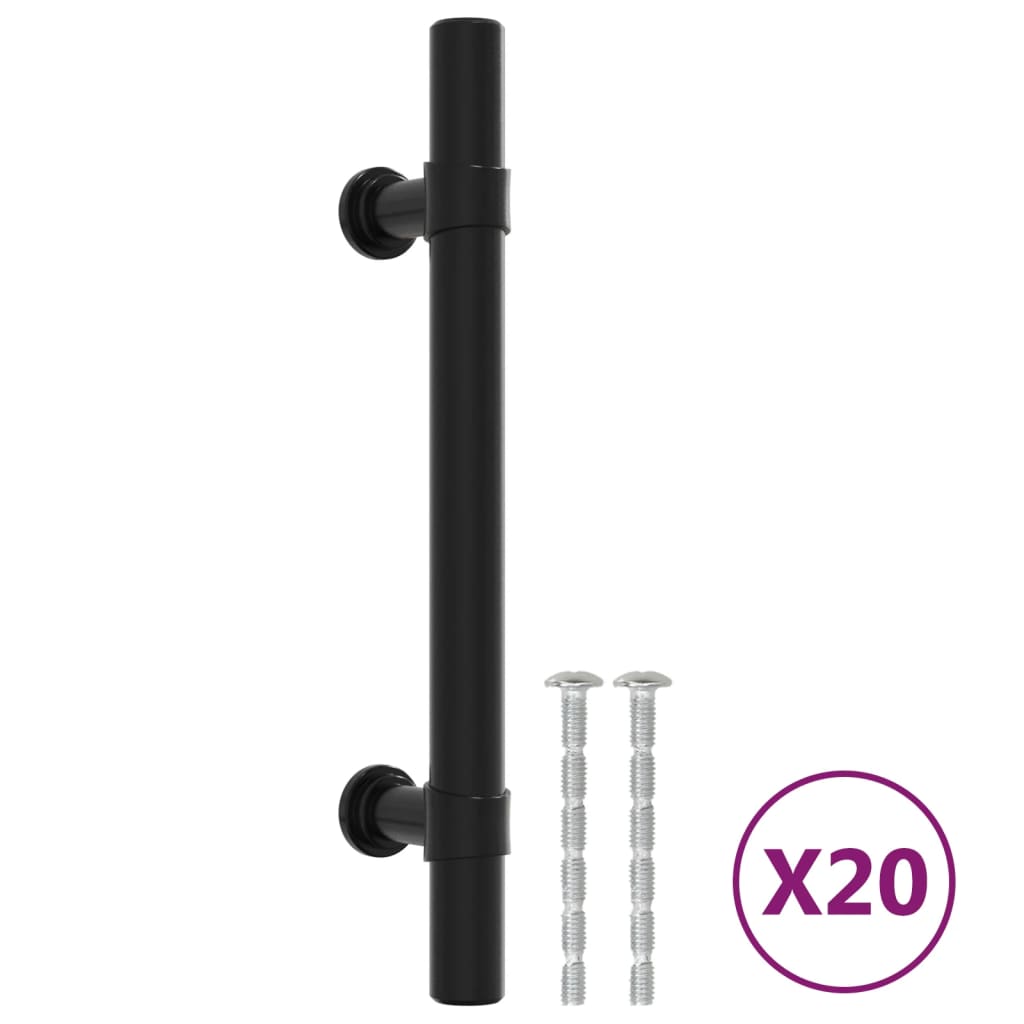 VidaXL Poignées 20 pcs 96 mm acier inoxydable noir