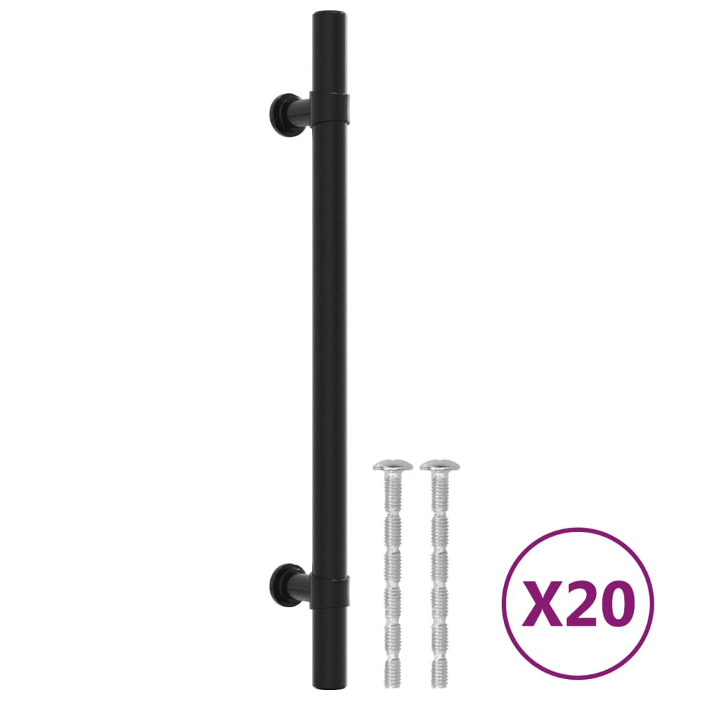 VidaXL Poignées 20 pcs 160 mm acier inoxydable noir