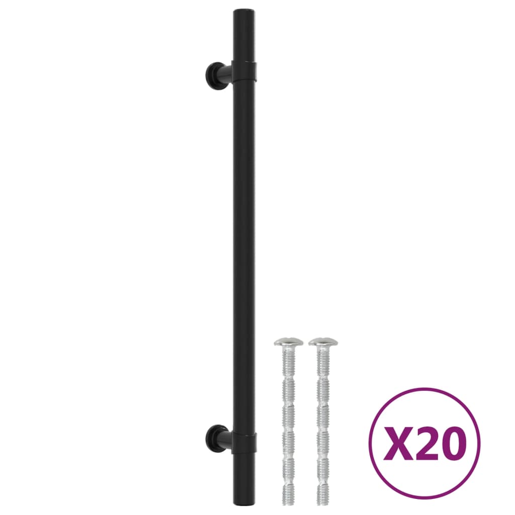 VidaXL Poignées 20 pcs 192 mm acier inoxydable noir