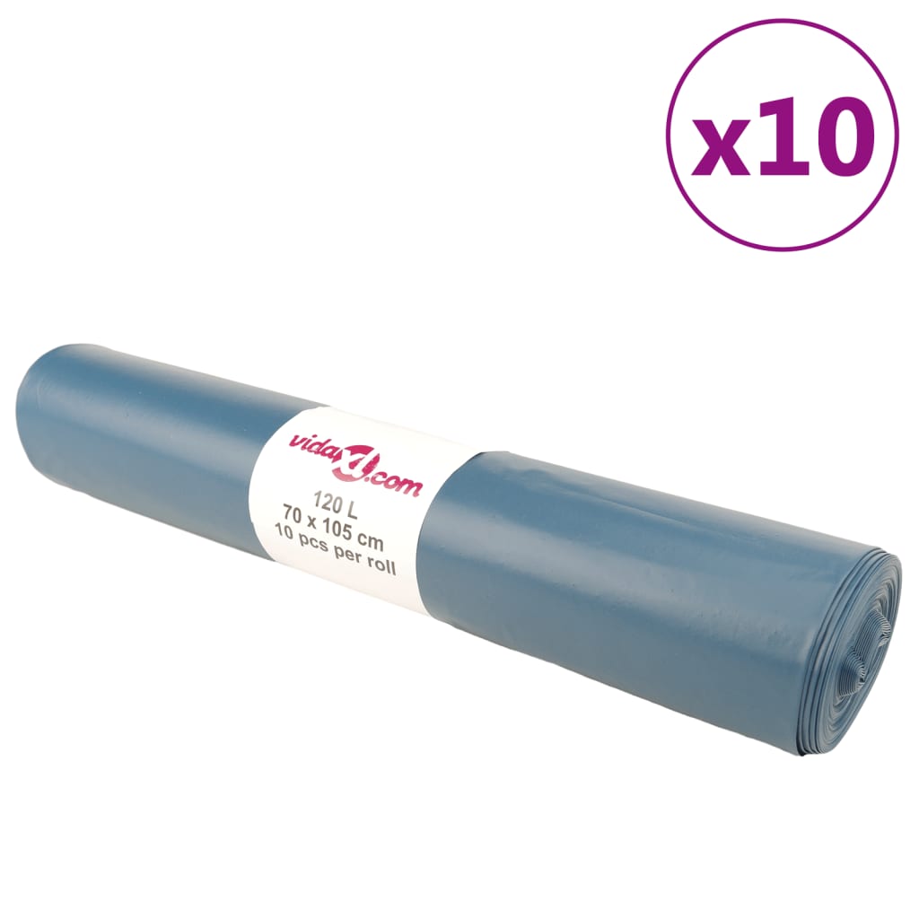 VidaXL sacs poubelles 100 pièces 120 l bleu