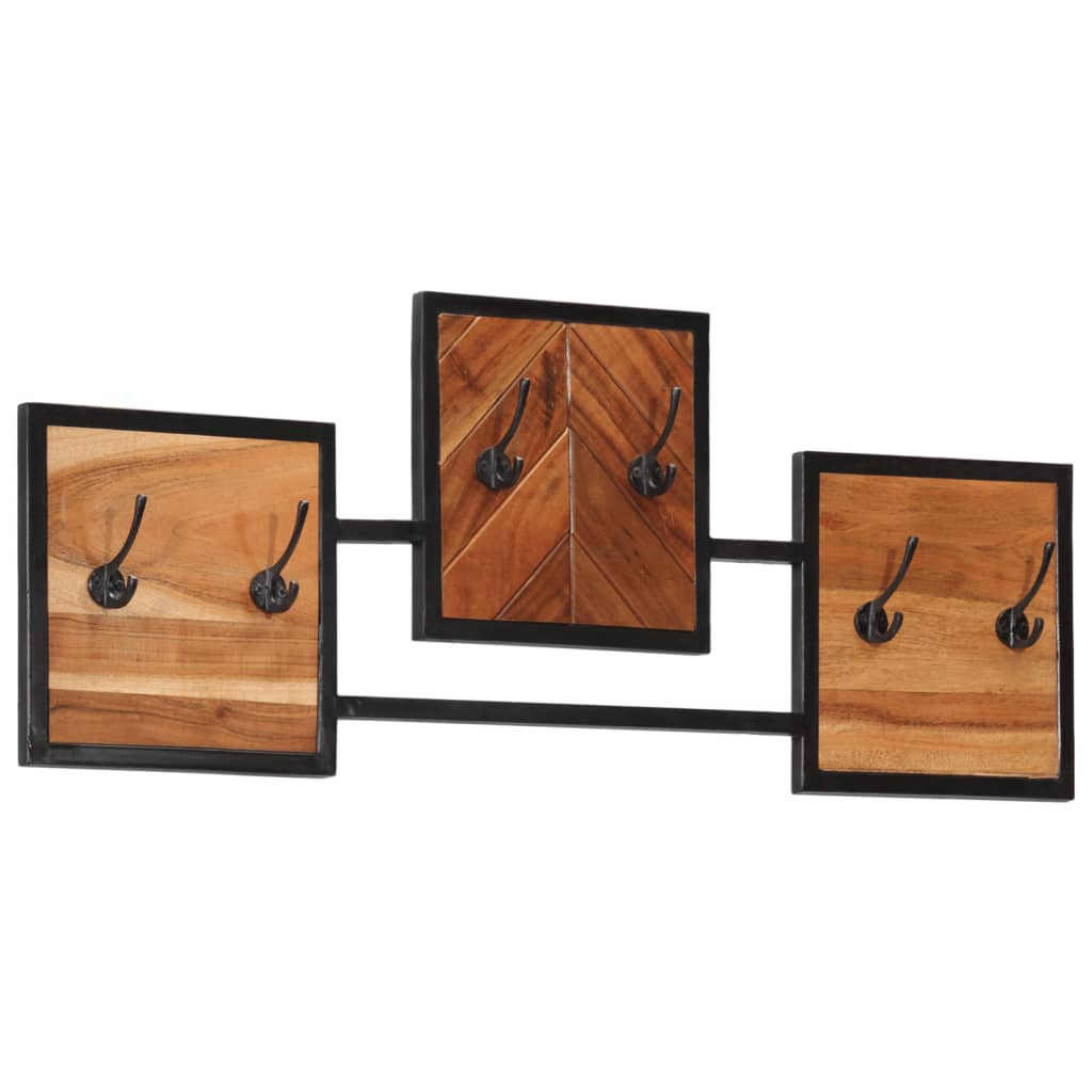 Vidaxx portemanteau mural 90x1x35 cm bois d'acacia massif et fer