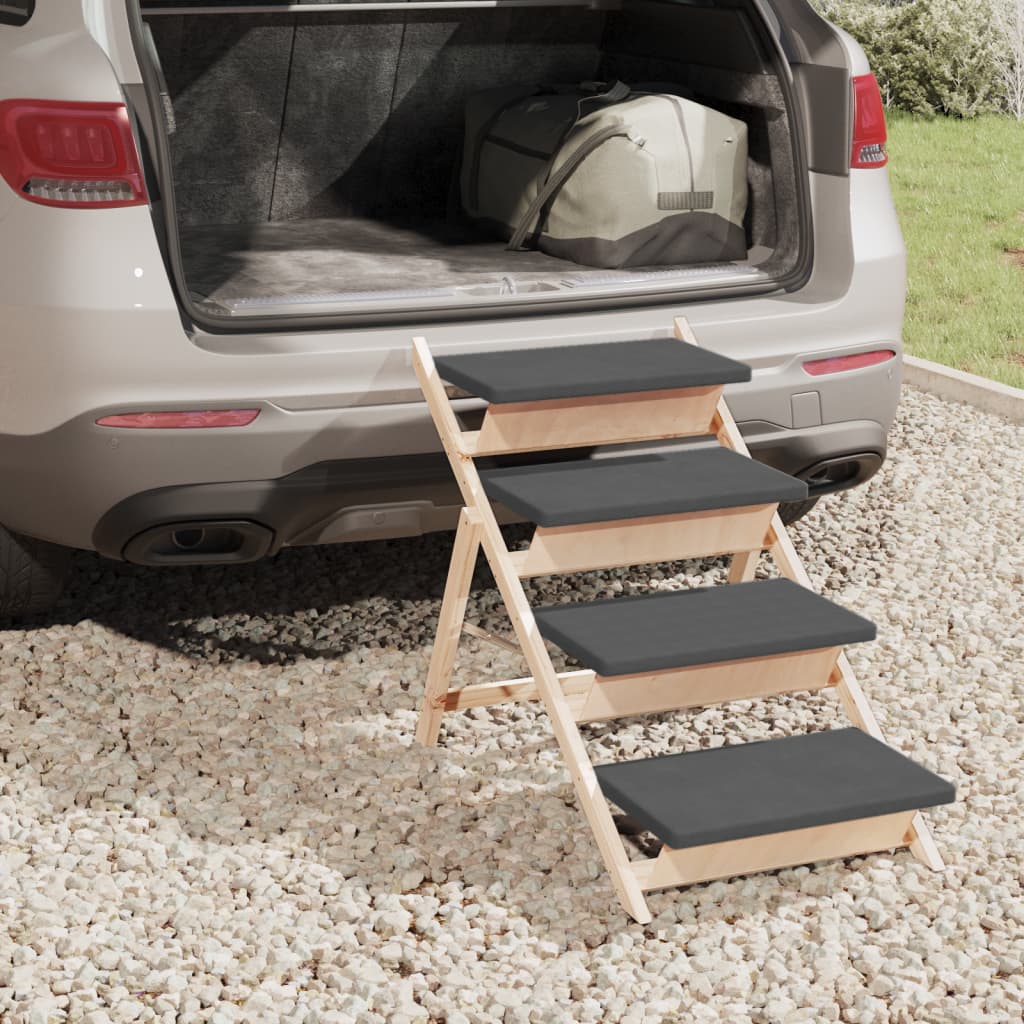 Vidaxl Dog Staircase 105x47 cm Gris de pin massif