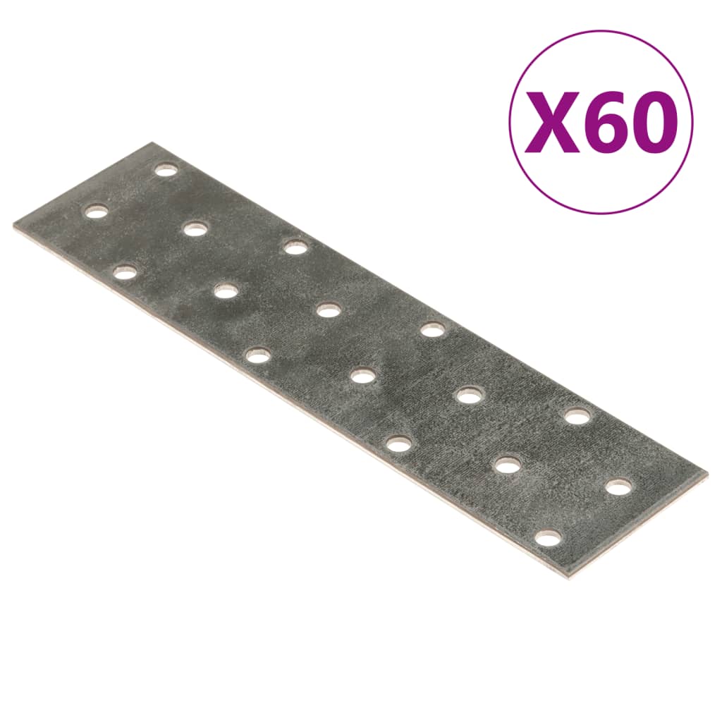 Plaques VidaXL perforées 60 pcs 2 mm 160x40 mm acier galvanisé