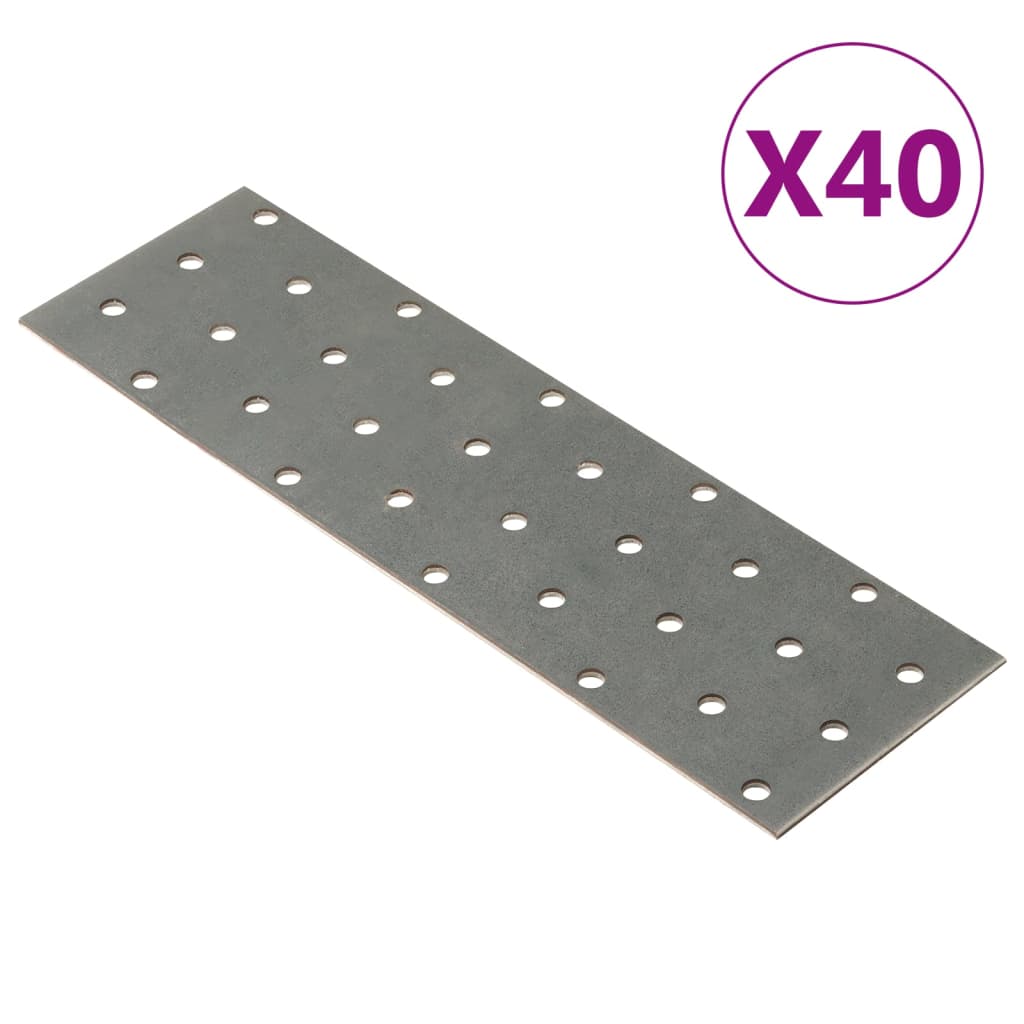 VidaXL Feuilles perforées 40 pcs 2 mm 200x60 mm acier galvanisé
