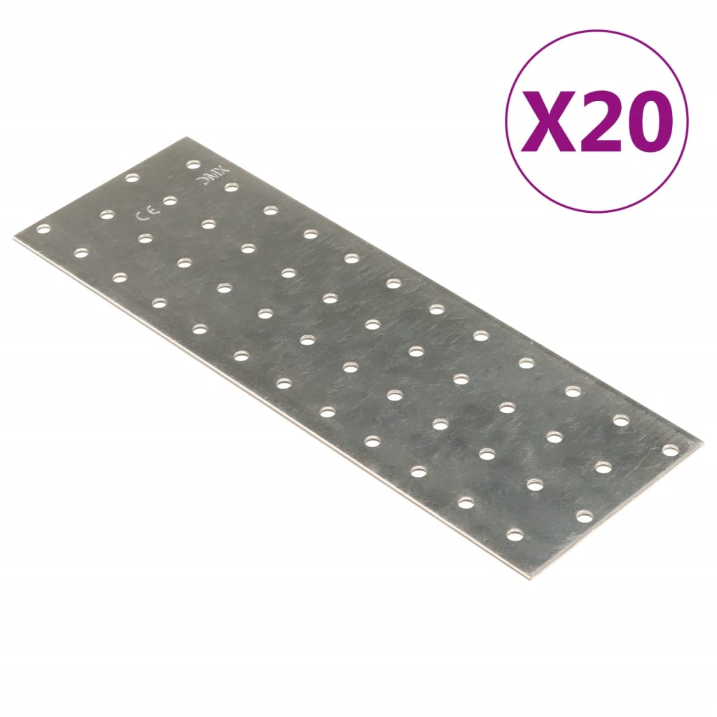 Plaques VidaXL perforées 20 pcs 2 mm 240x80 mm acier galvanisé