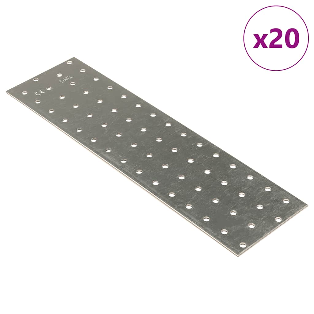 Plaques VidaXL perforées 20 pcs 2 mm 300x80 mm acier galvanisé