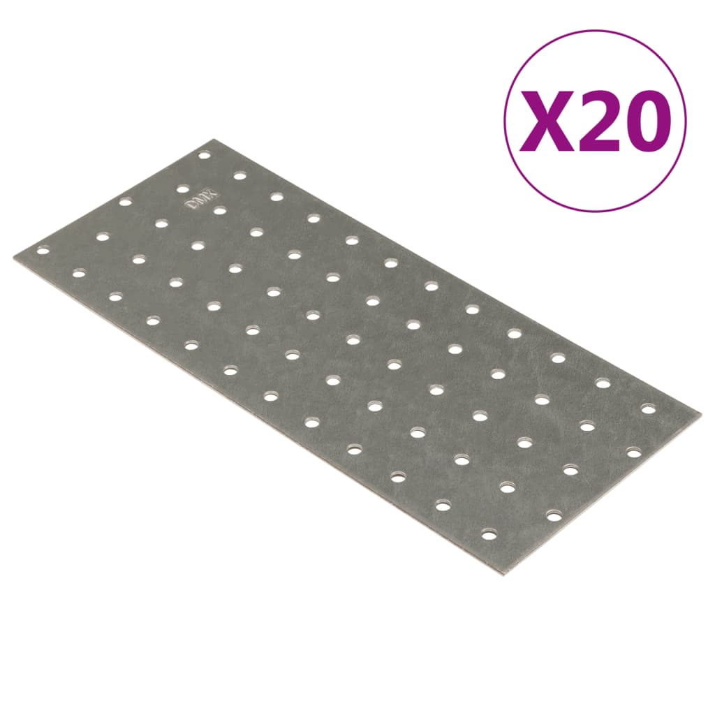 Plaques VidaXL perforées 20 pcs 2 mm 240x100 mm acier galvanisé
