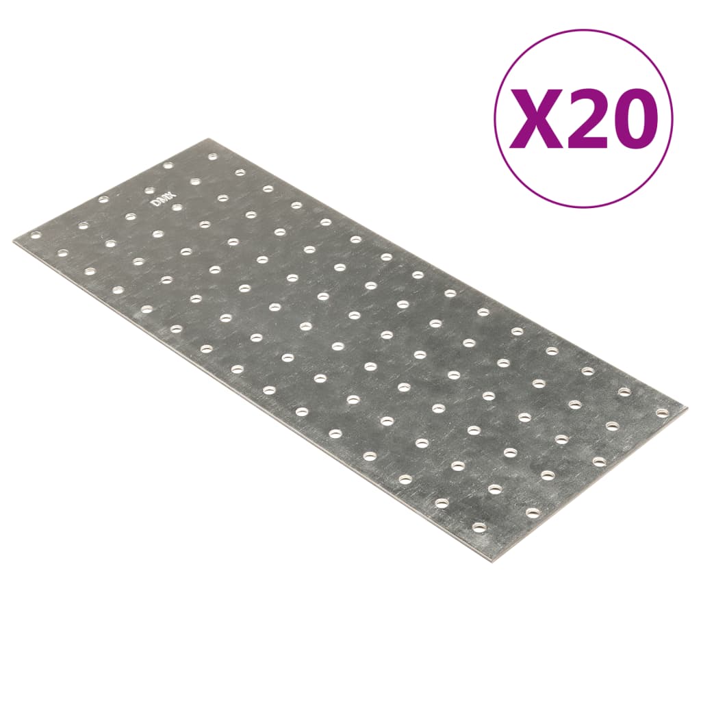 VidaXL Feuilles perforées 20 pcs 2 mm 300x120 mm acier galvanisé