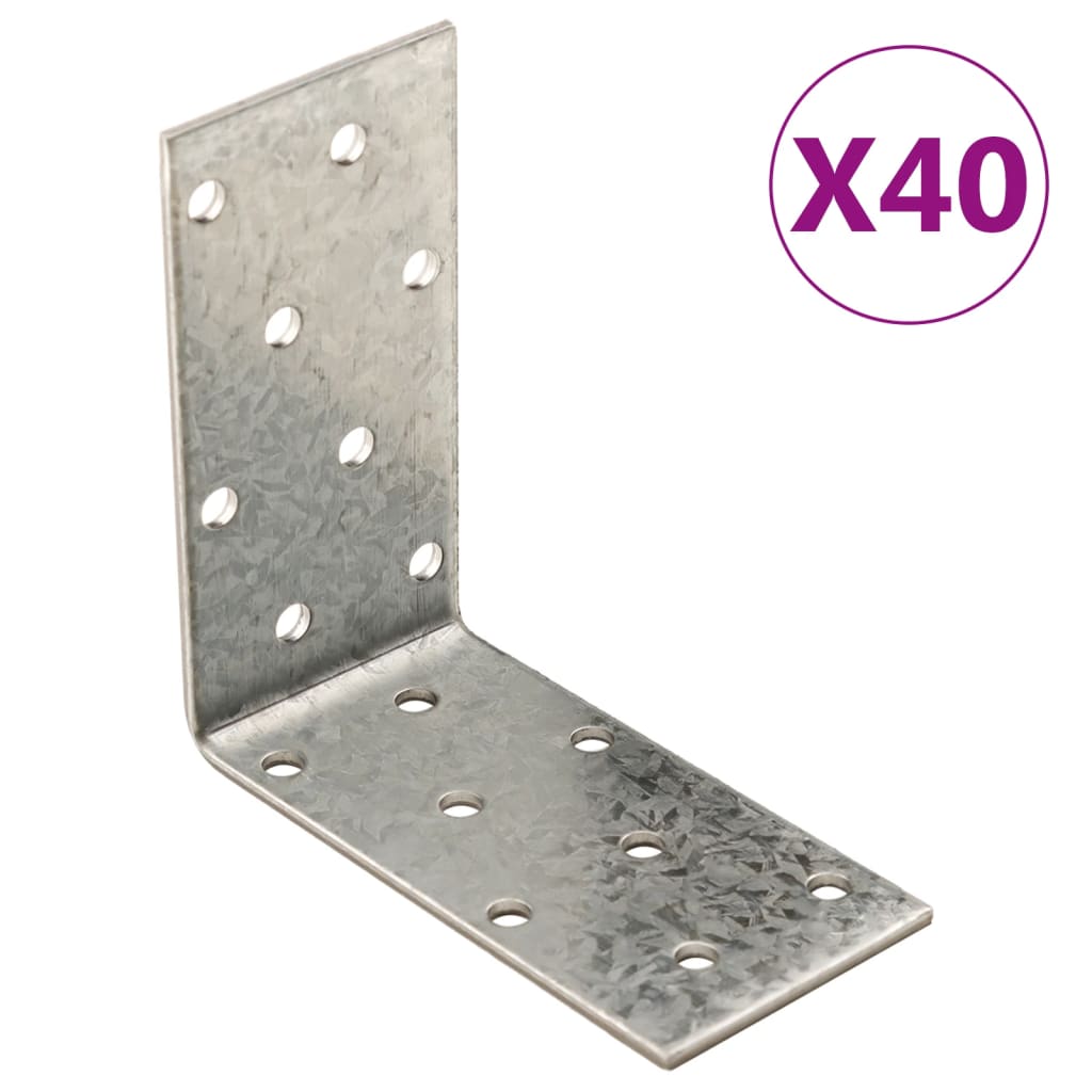 Vidaxx équerres d'angle 40 pièces 2 mm 80x40x80 mm acier galvanisé