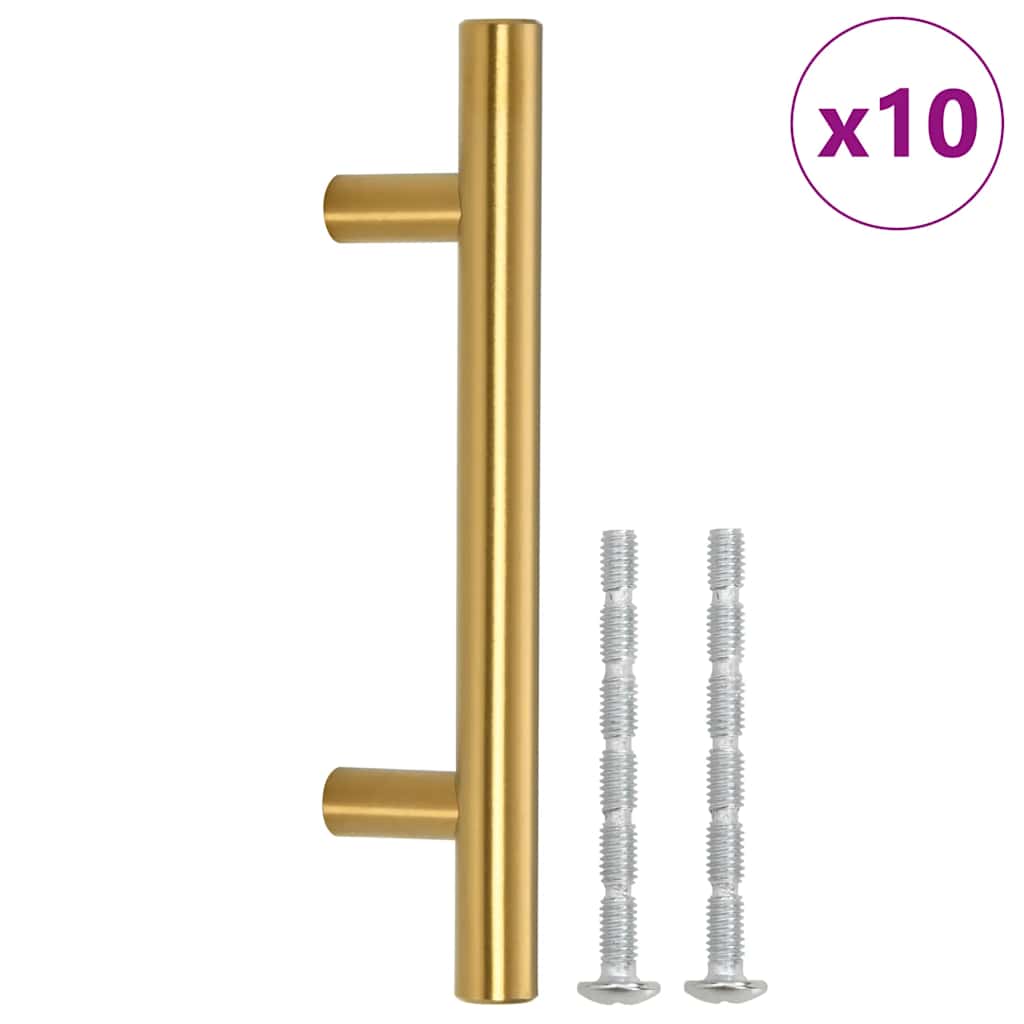 VidaXL poignées 10 pcs 64 mm acier inoxydable doré