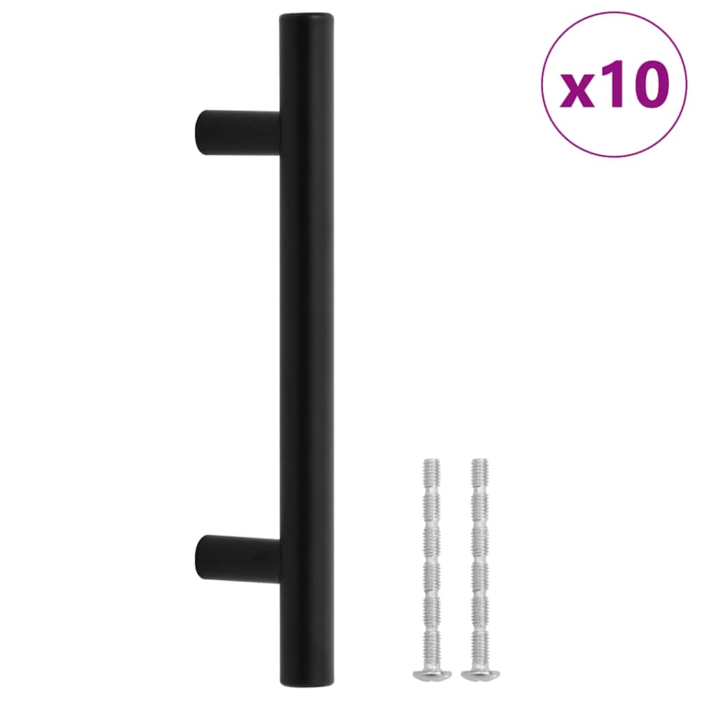 VidaXL poignées 10 pcs 96 mm acier inoxydable noir