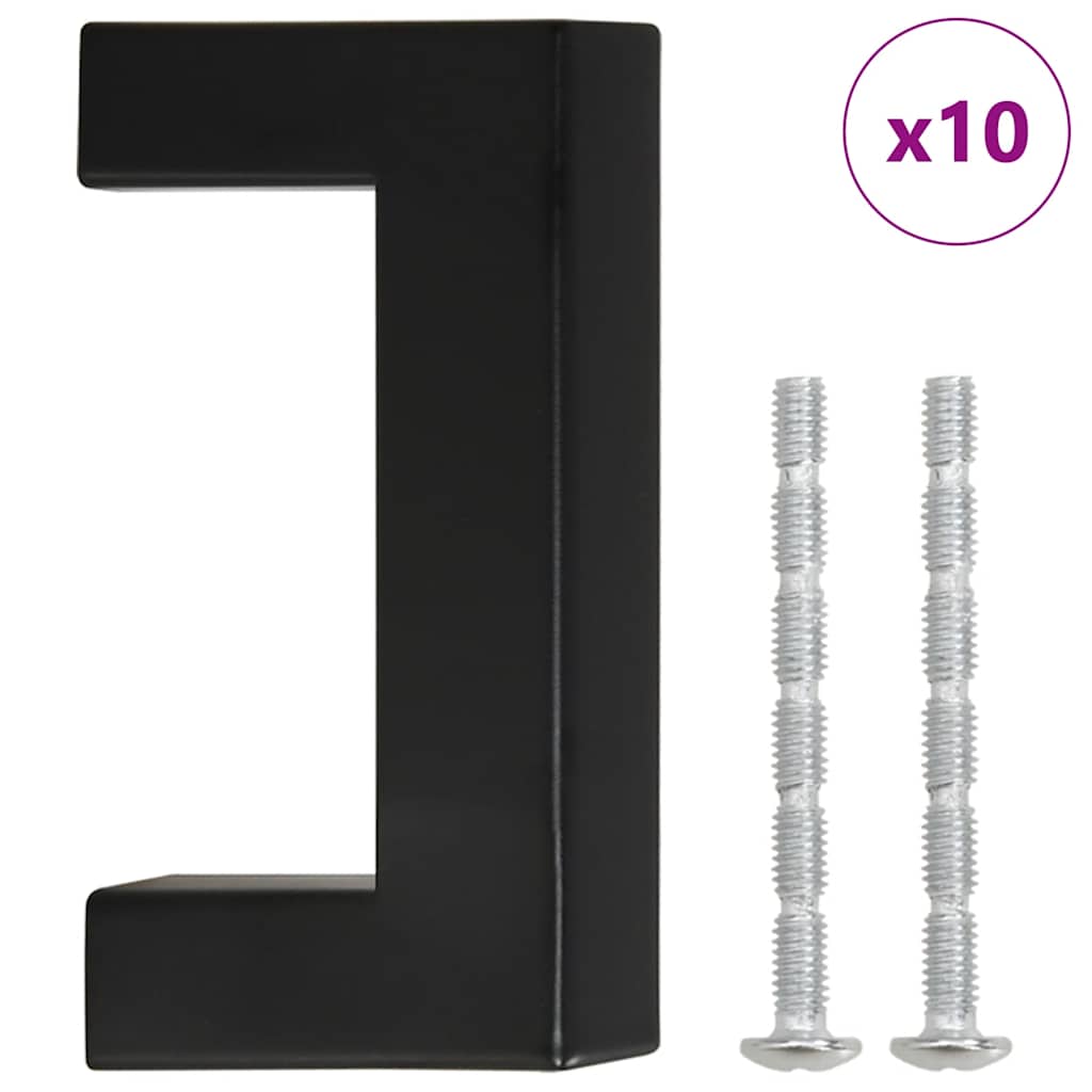 VidaXL poignées 10 pcs 64 mm acier inoxydable noir