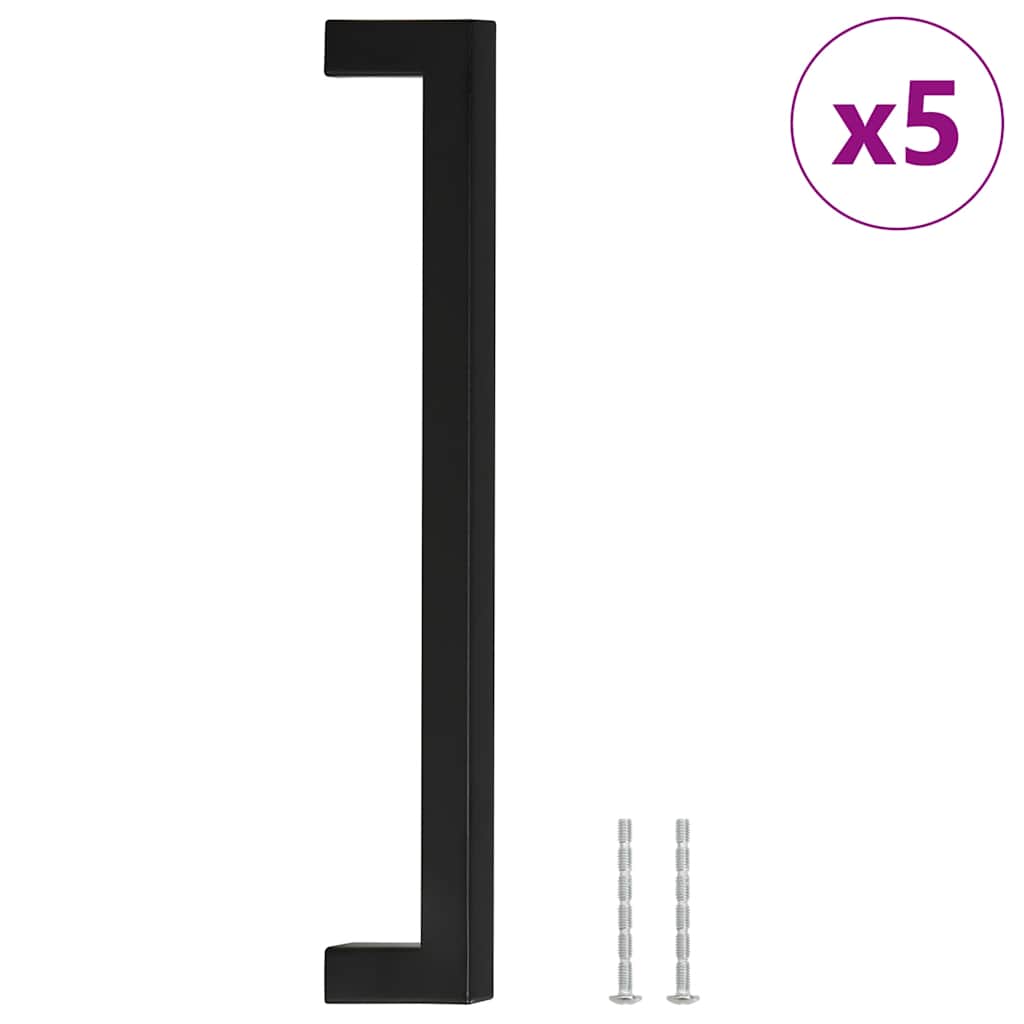 VidaXL poignées 5 pcs 224 mm acier inoxydable noir