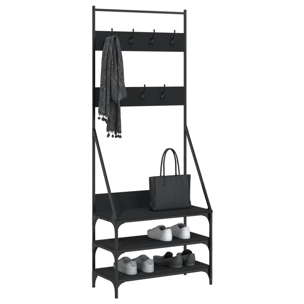 VidaXL portant à vêtements avec étagère à chaussures 72x34x184 cm noir